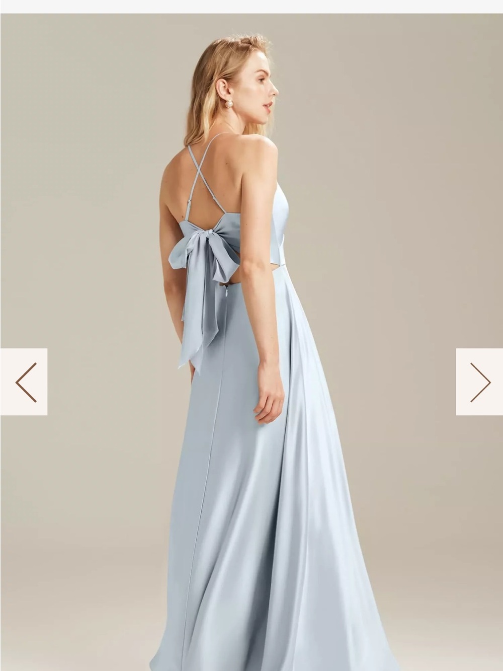 AW Bridal Mattie baby blue satin Charmeuse size 12